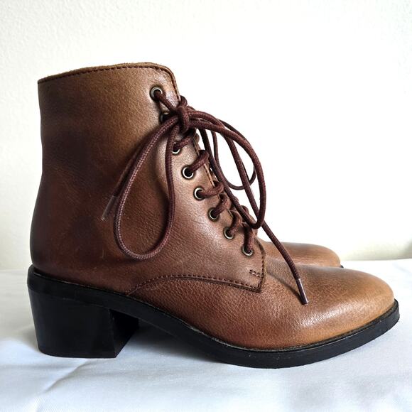 Jeffrey Campbell Shoes - Jeffrey Campbel Zephyr Lace Up Ankle Boot Brown Leather Size 8 Cottagecore